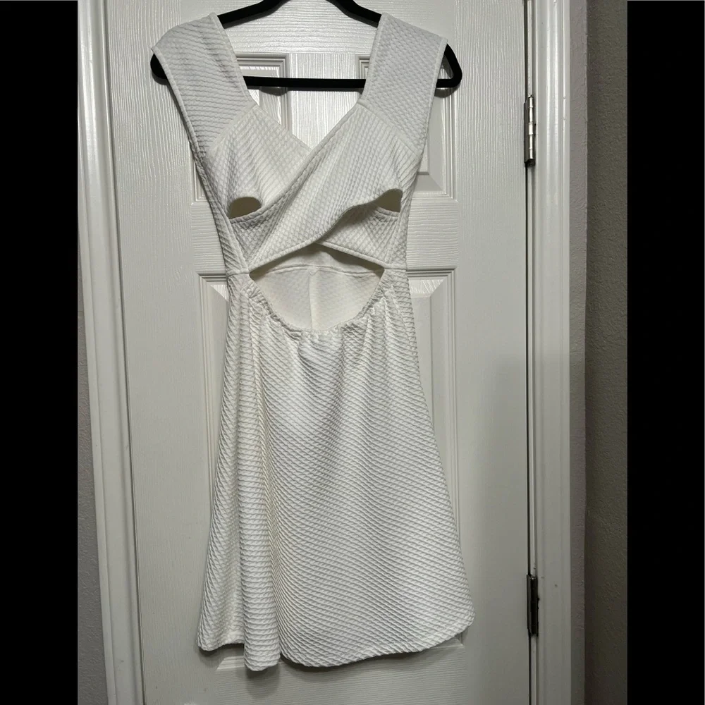 Too Good to Be True Criss Cross Cut Back Ribbed Mini Dress - Picture 8 of 12